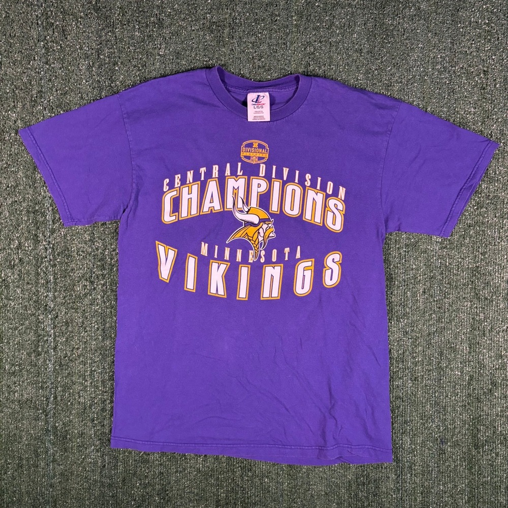 Logo Athletic T-Shirt Mens Large Purple Excellent Vikings Champions Graphic - Picture 2 of 5